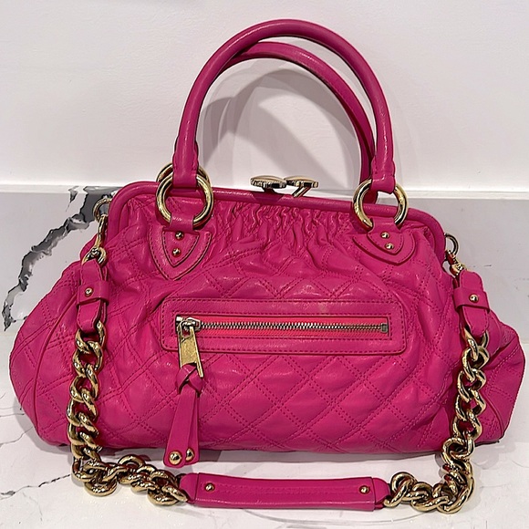 Marc Jacobs Handbags - Marc Jacobs Stam Barbie pink Quilted Kiss Lock Snap Closure Satchel Purse Y2K …
